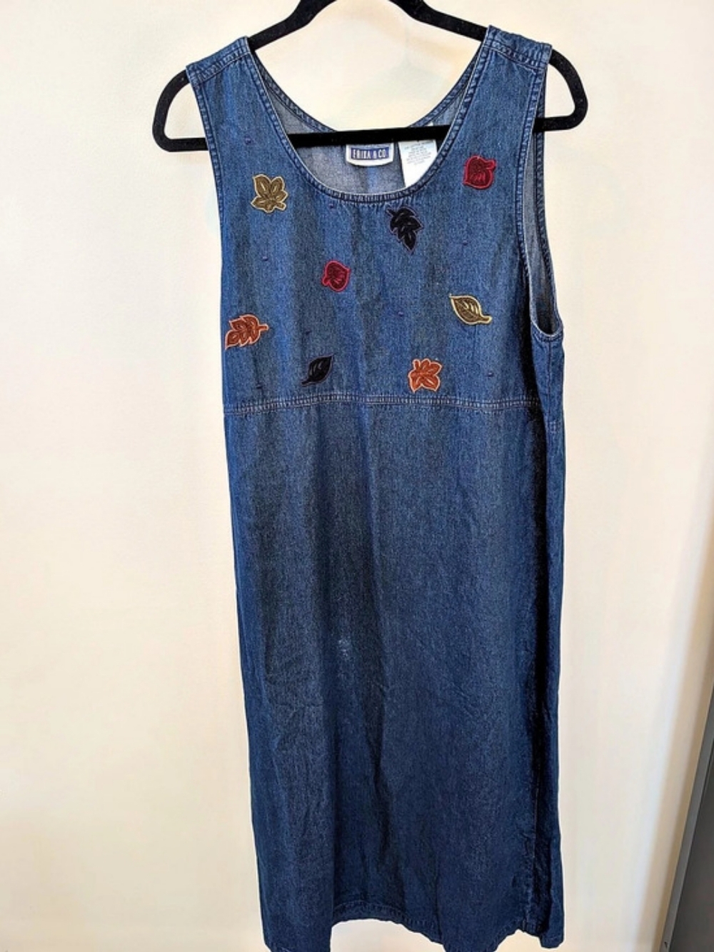 Vintage Denim Embroidered Maxi Dress